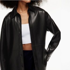 Aritzia Barton Pelli Shirt Jacket - Black Vegan Leather XS - NEW